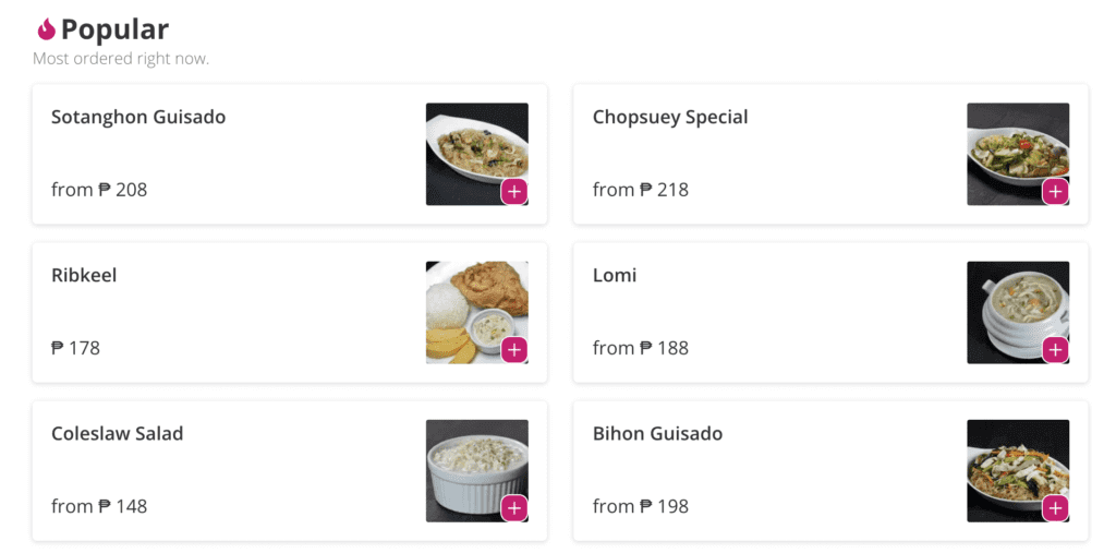 Explore Iligan Citys menu featuring six popular dishes, like Sotanghon Guisado and Chop suey Special, with prices.