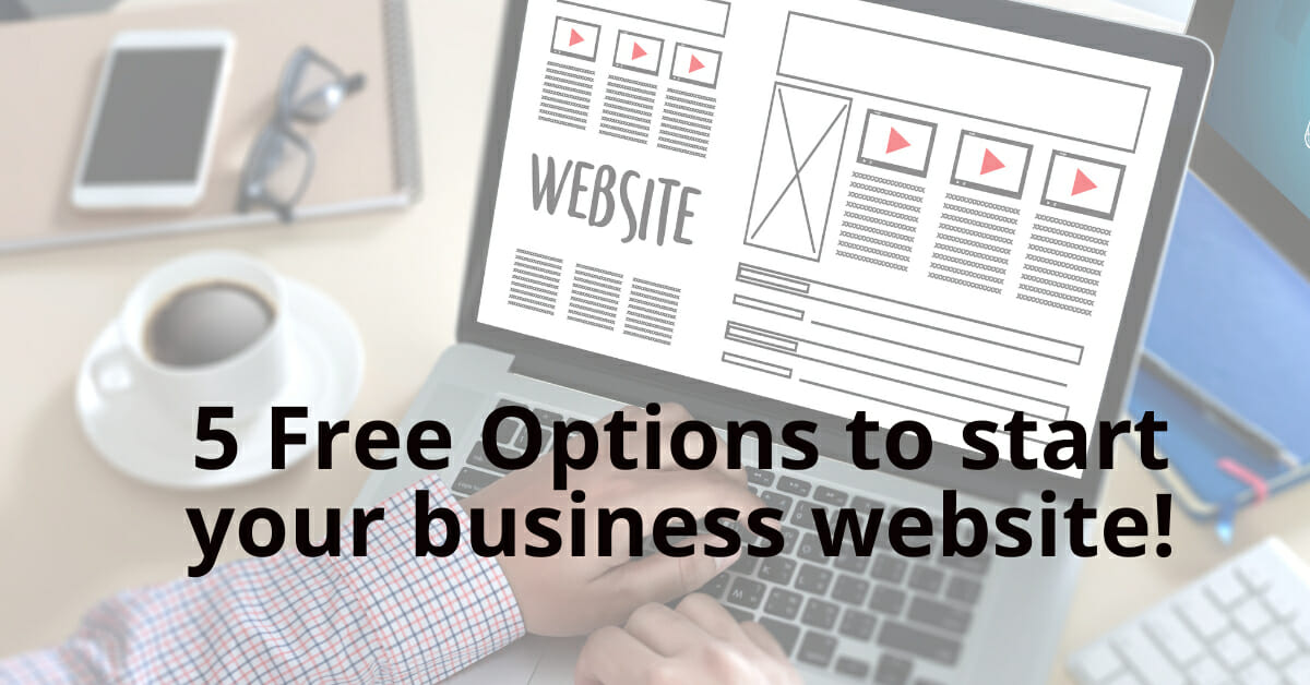 Laptop with website layout, a hand typing, and text: 5 Free Options to start your Iligan business website!.