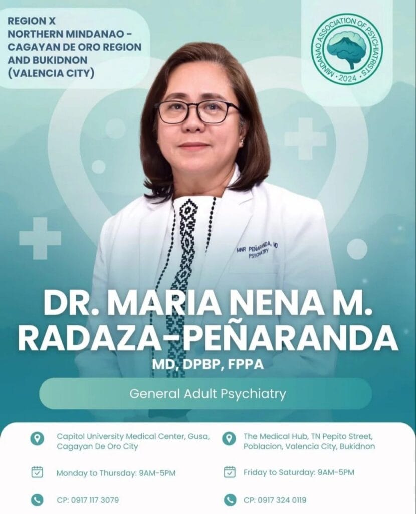 female doctor in a white coat, smiling, with medical icons, clinic details, and contact info displayed around her.