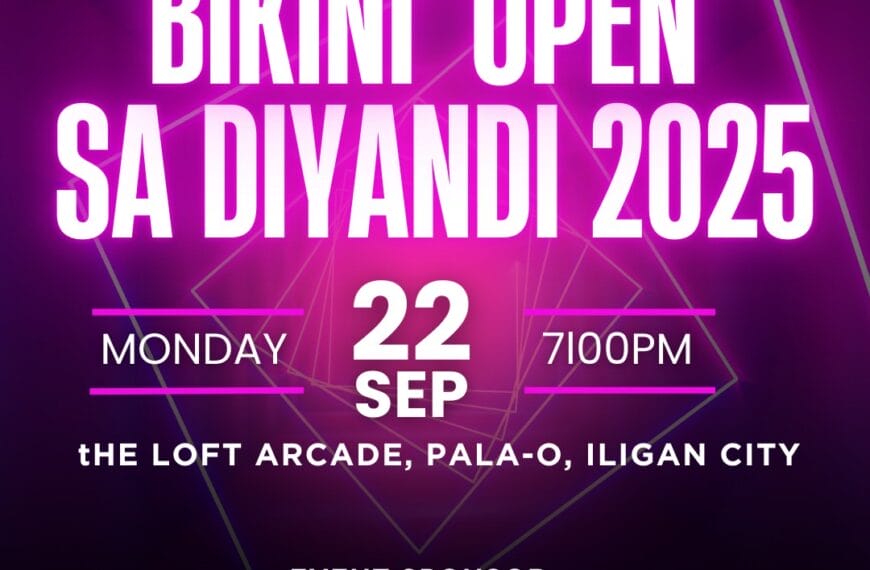colorful bikini open poster for diyandi 2025 on sept 22, 7 pm at the loft arcade, iligan city.