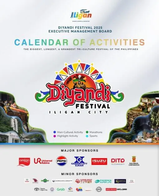 poster for diyandi festival 2025; event title, dates, sponsor logos, and decorative festival images.