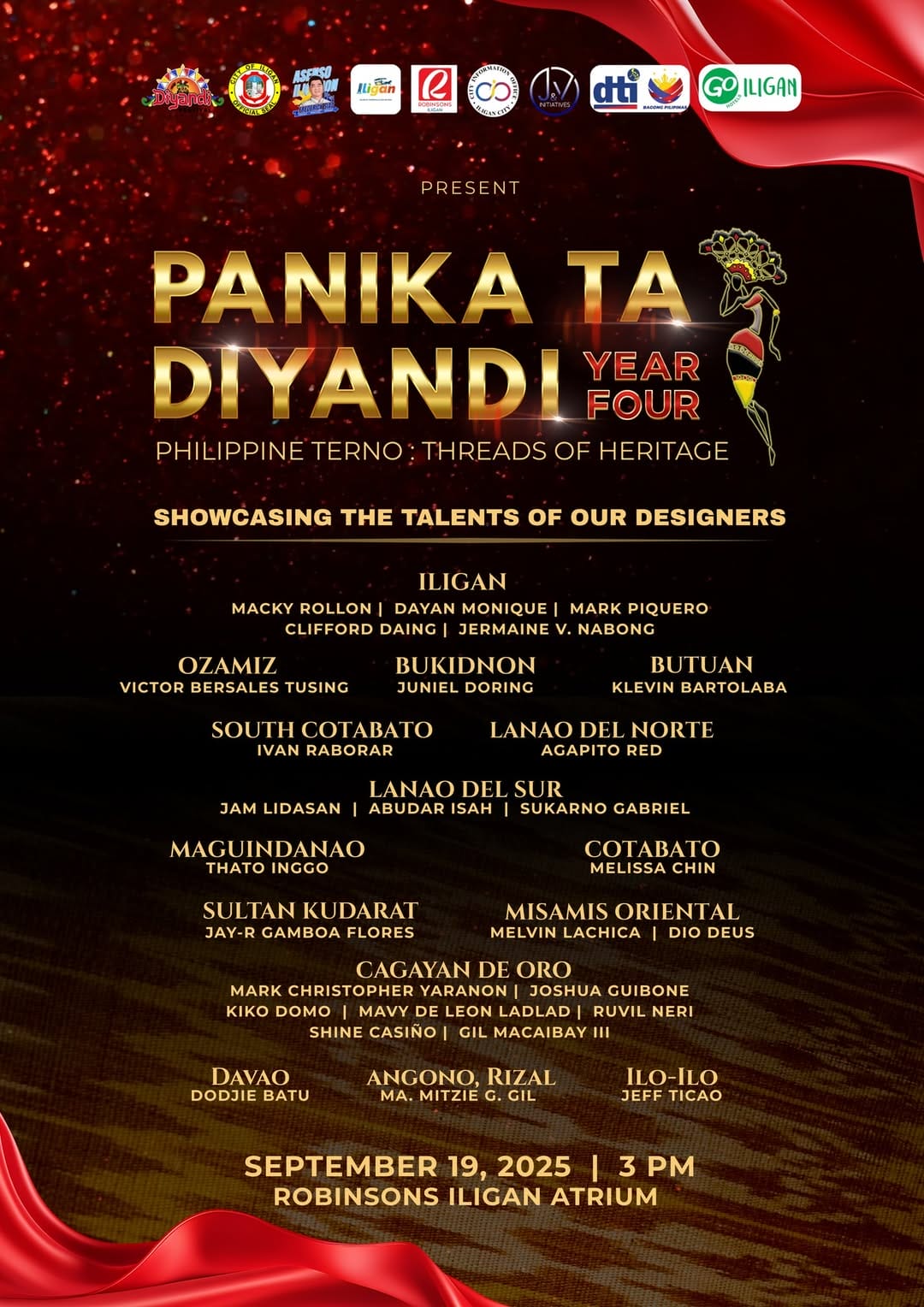 colorful event poster for panika ta diyandi four, a fashion show on september 19, 2025, robinsons iligan.