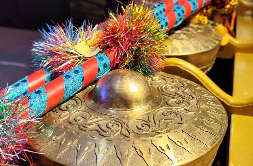 close up of ornate bronze gongs, a unique iligan arts craft and a perfect choice for memorable souvenirs.
