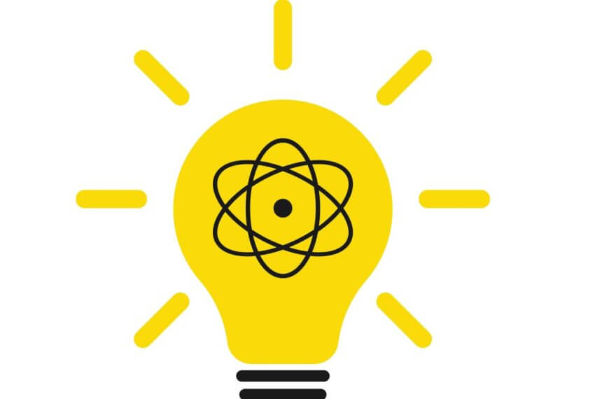 yellow lightbulb with black atomic symbol, inspired by msu iit—best physics university philippines.