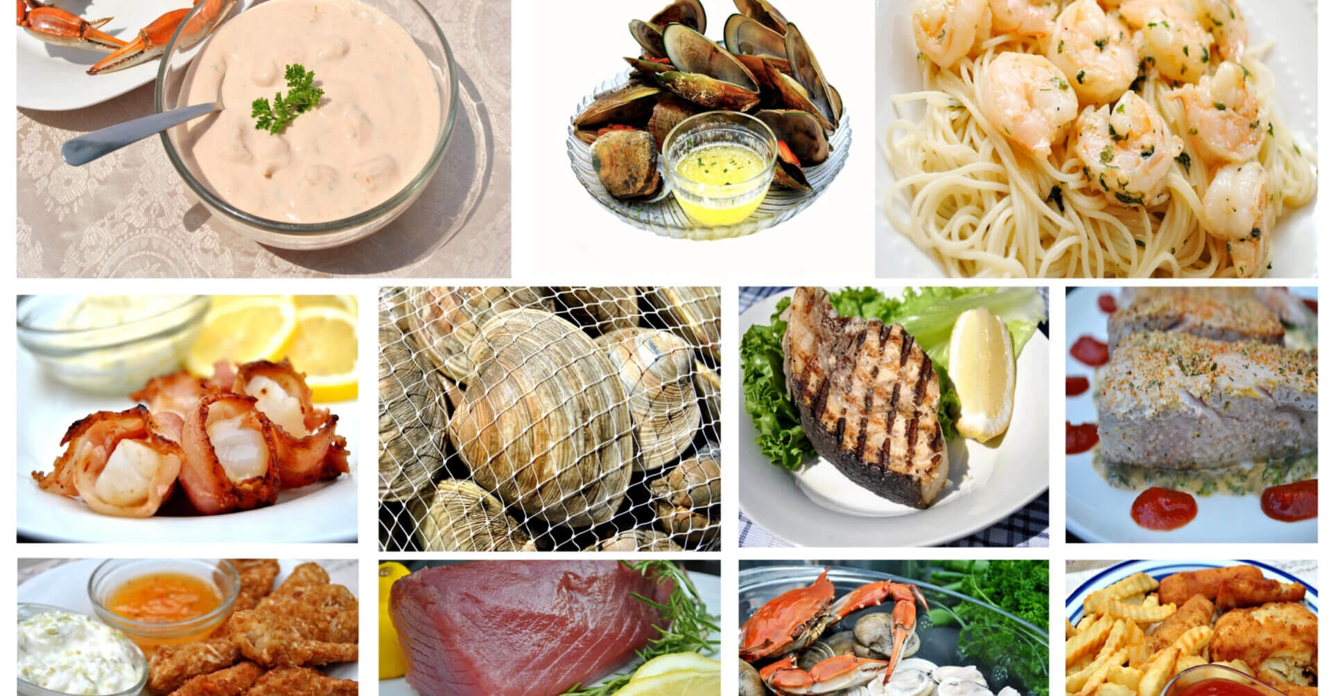 a collage of seafood dishes, inspired by iligan city—home to majestic waterfalls and fresh coastal flavors.