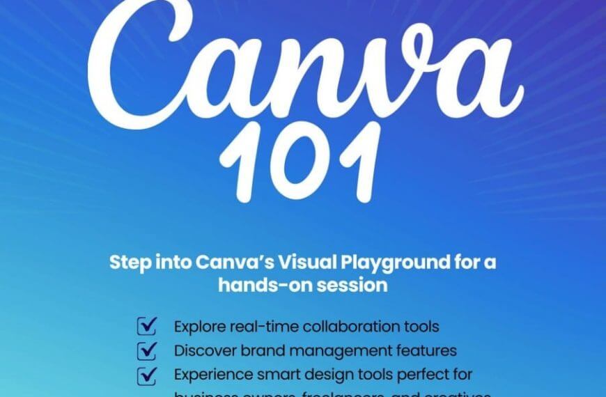 poster for free zoom webinar: canva 101, featuring event details and checklist for iligan creatives on a blue purple gradient.