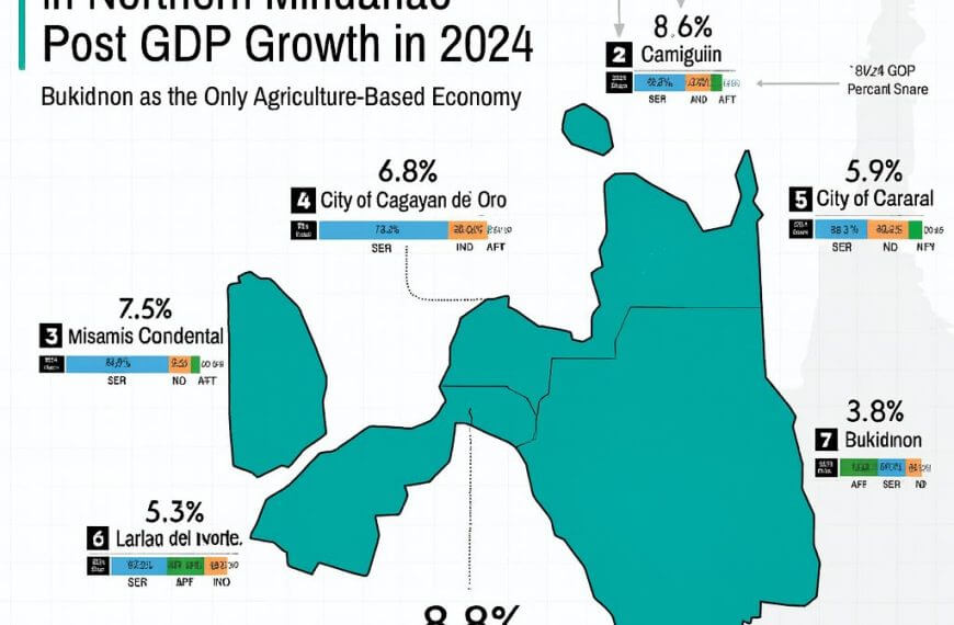 map of northern mindanao showing 2024 economic growth, with bukidnon labeled and iligan city gdp highlighted.