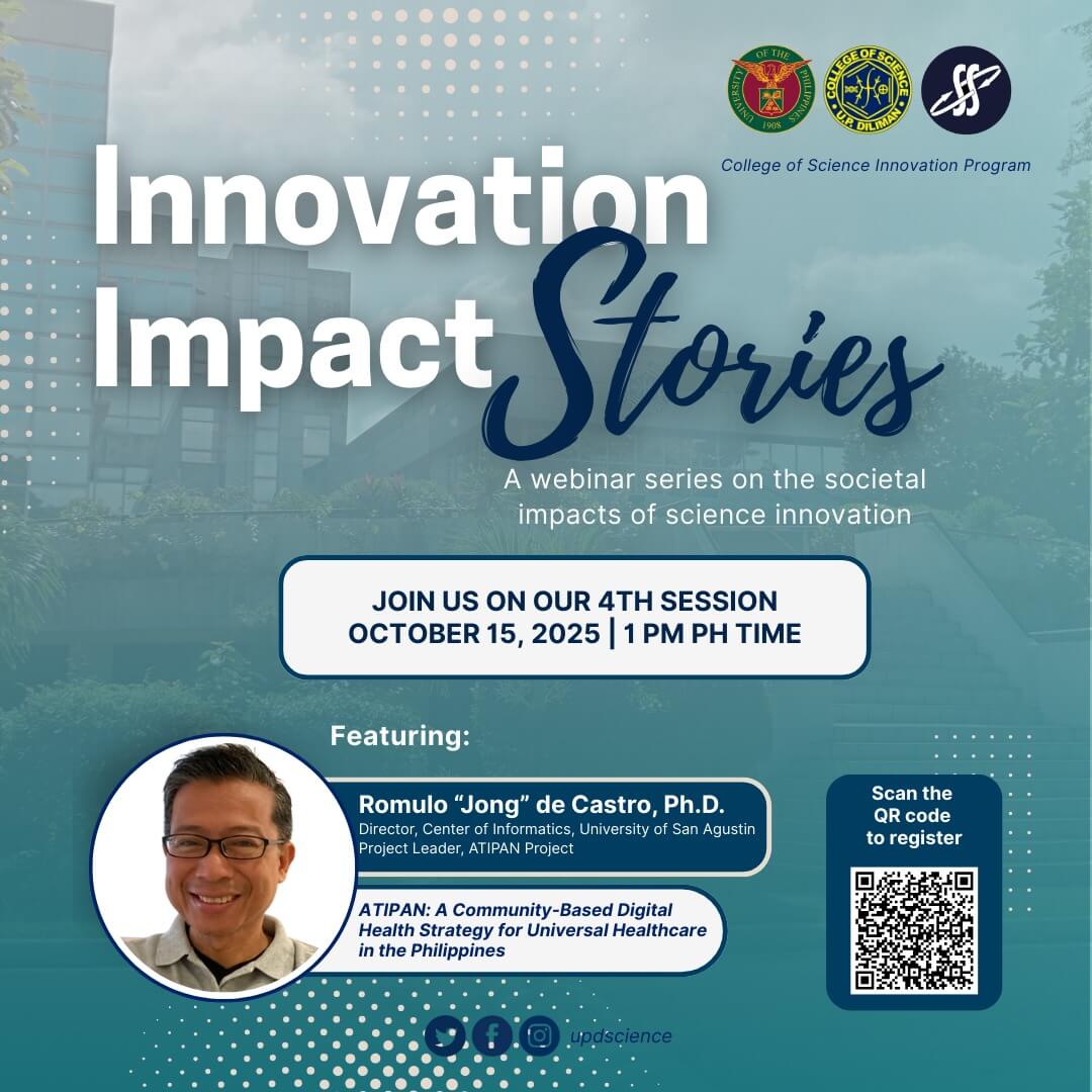 innovation impact stories webinar poster features digital health, session details, qr code, and social media links.