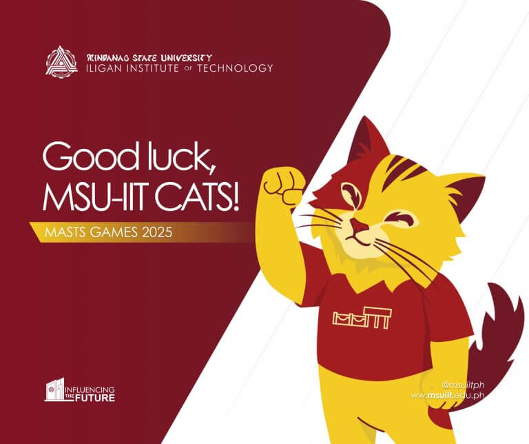 illustration of an iligan cat mascot in msu iit gear cheering for the msu iit cats at masts games 2025!.
