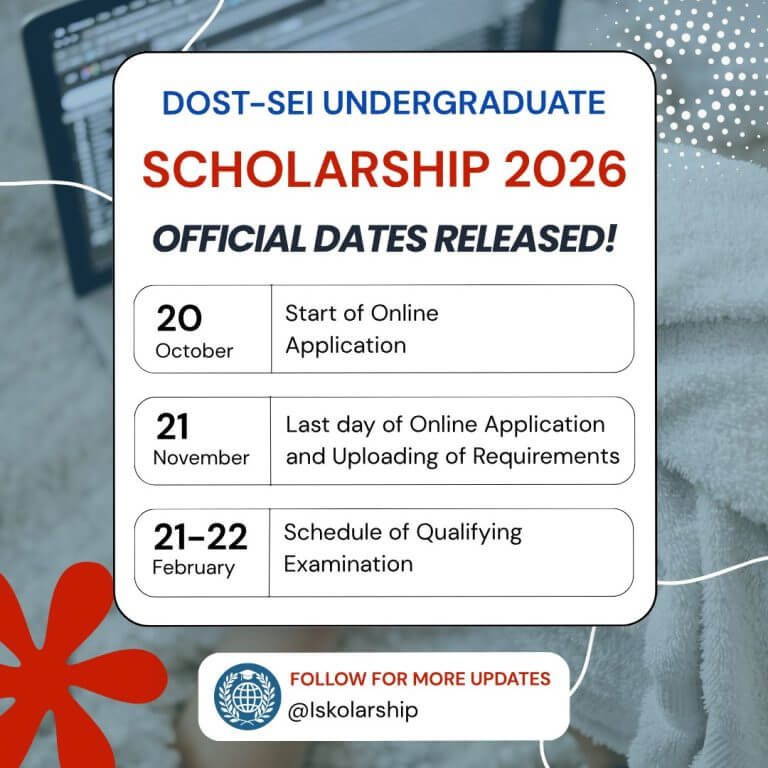infographic on dost sei 2026 scholarship dates and deadlines—apply now to pursue science and technology.
