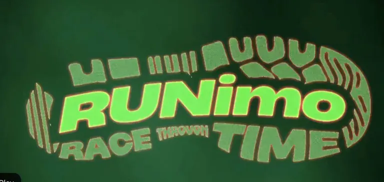 green shoeprint with runimo race through time in neon green—an exciting iligan running event. registration now open!.