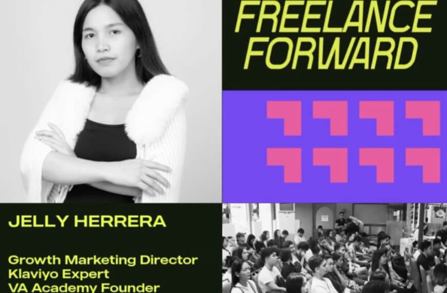 promotional poster for “freelance forward” iligan event with jelly herrera and audience, held nov. 15, 2025.