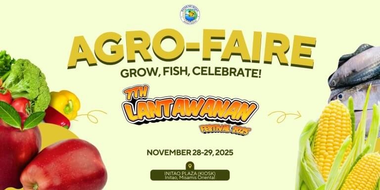 agro faire poster with fruits, veggies, fish, and event details for nov 28 29, 2025 in misamis oriental.