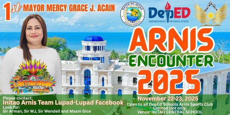 colorful festival event poster for arnis encounter 2025 honoring teachers, with a woman and white building.