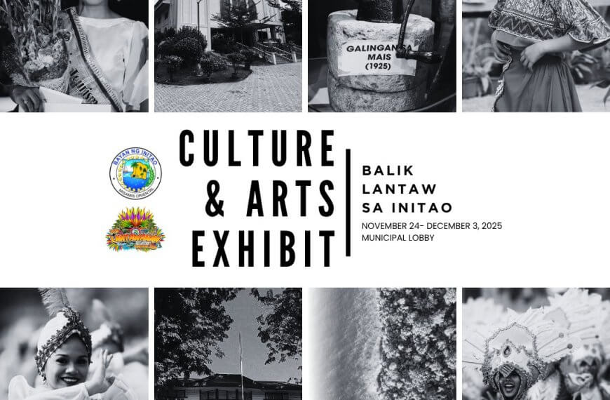 black and white collage of filipino cultural dances, costumes, landmarks, and local crafts for an arts exhibit.