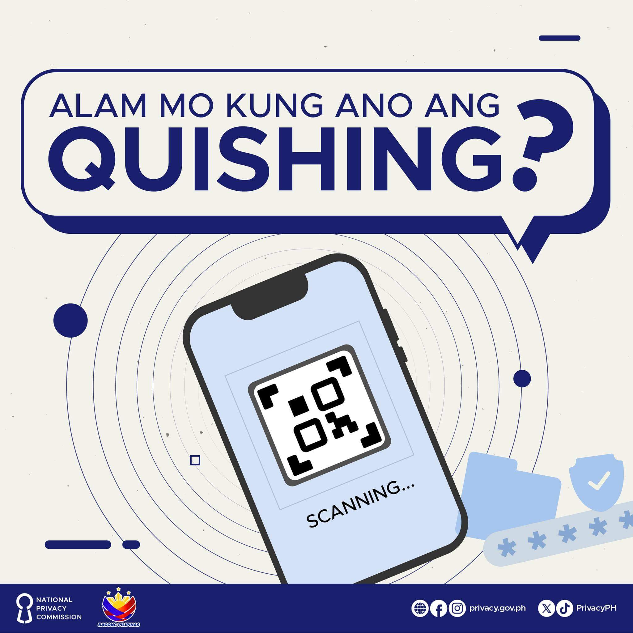 a smartphone scanning a qr code warns mindanao users: fake qr codes can steal your personal data.
