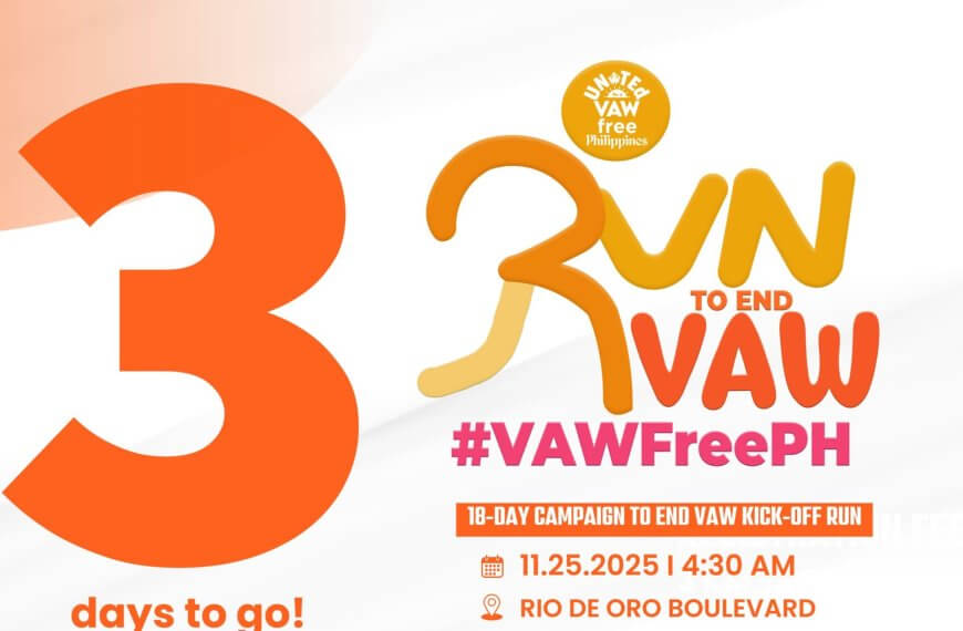 orange and white graphic text: 3 days to go! kick off run to end vaw. 11.25.2025, 4:30 am, rio de oro boulevard.