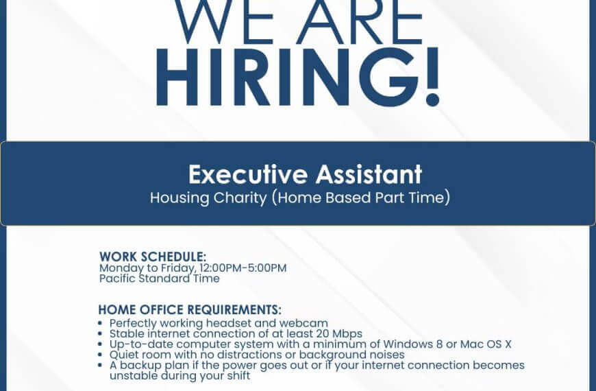 remote executive assistant (executive role) for filipinos—set schedule, home office required.