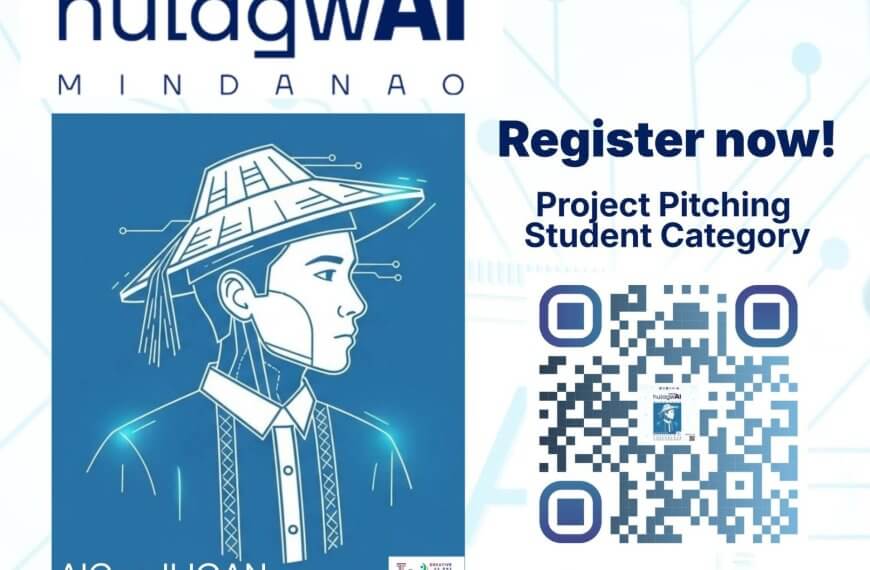 poster for hulagwai mindanao conference with a line art of a person in a salakot and a qr code for registration.