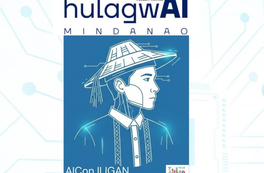 poster for aicon iligan features a stylized filipino man in a hat, event details, and logos on a tech inspired background.
