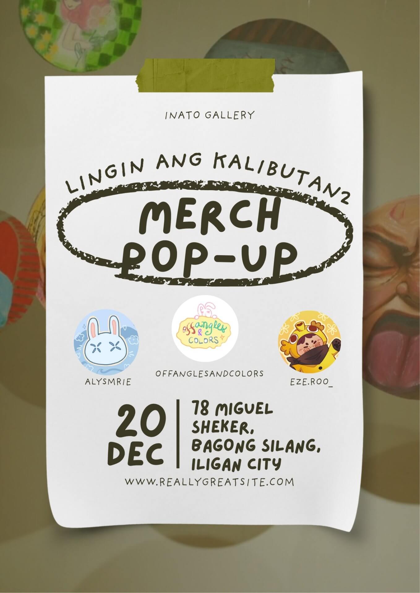 poster for a merch pop up on dec 20 in iligan city, with three illustrated vendor logos.
