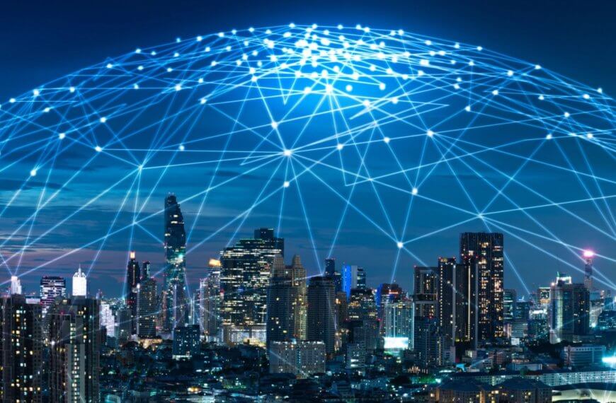 iligan city skyline at night with glowing network lines forming a digital dome over it park iligan.