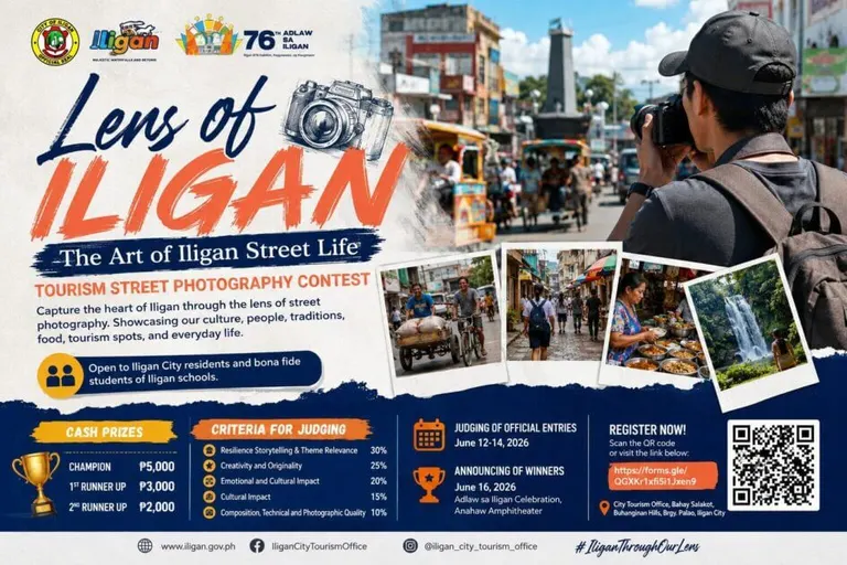 poster for adlaw sa iligan photography contest, featuring street life photos, event details, and prizes.