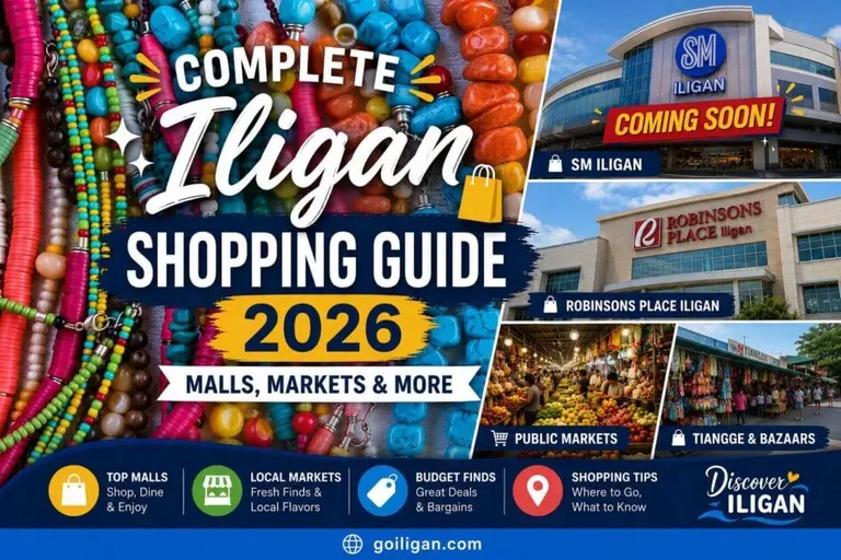 colorful iligan shopping guide cover featuring iligan malls, markets, and shopping tips for 2026.