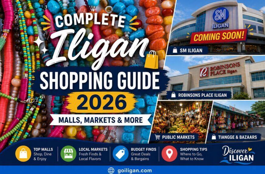 colorful iligan shopping guide cover featuring iligan malls, markets, and shopping tips for 2026.