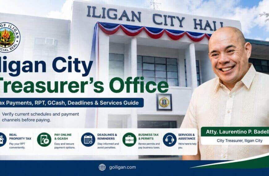 iligan city treasurer’s office banner highlights tax payments via gcash and features the smiling city treasurer.