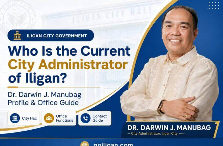 a man in a barong smiles by text naming him as iligan city administrator dr. darwin j. manubag.