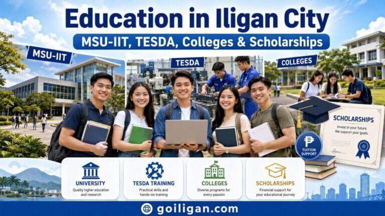 group of students holding books and smiling, with msu iit buildings and scholarship icons in the background.